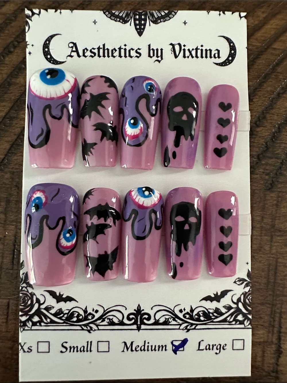 Purple Halloween Press-On Nails - Eyeball & Skull Design